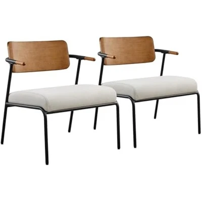 Accent chair set of 2, mid-century modern, upholstered lounge armchair - Image 1 of 4