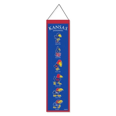 Kansas KU Jayhawks Evolution 8x32 Inch Vertical Wool Embroidered Hanging Banner - Image 1 of 4