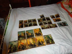VINTAGE REVERSE PAINTED SILHOUETTES ON CONVEX BUBBLE GLASS-LOT OF 33 - Picture 1 of 15