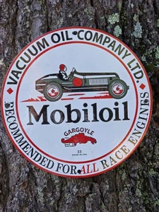 VINTAGE MOBILOIL GARGOYLE PORCELAIN SIGN, VACUUM OIL COMPANY LTD. 12" - Picture 1 of 6