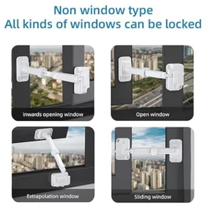 Self Child Safety Window Locks Adjustable No Drill Protection for Home - Picture 1 of 14