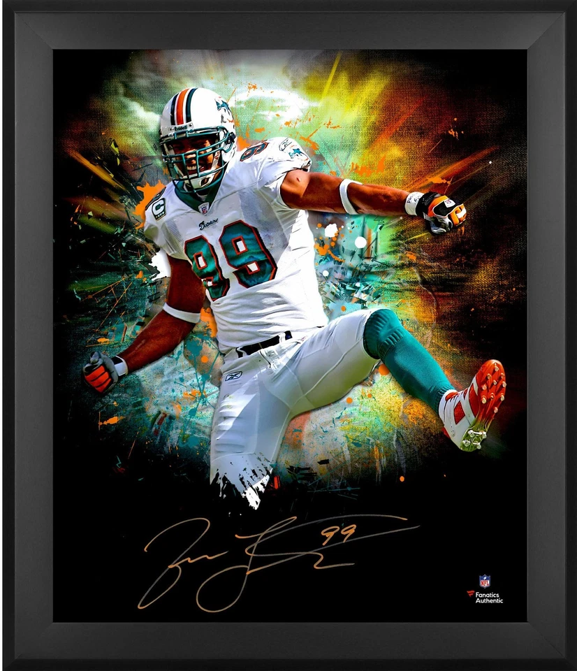 Fotografía enmarcada autografiada de Jason Taylor de los Miami Dolphins de 20"" x 24"" enfocada Foto 1 de 1