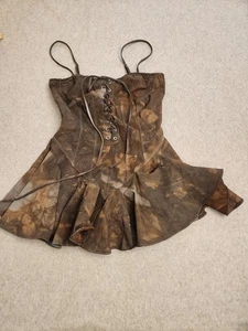 Hot & Delicious Dress Womens Medium Corset Lace-Up Peplum Mini Tie Dye Y2k - Picture 1 of 15