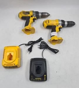 Lot of 4 Dewalt Cordless Power Tools - 2 Chargers, 2 Drills, Used Working - Picture 1 of 17
