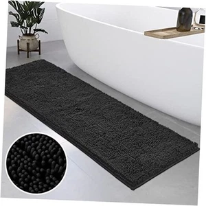 Bathroom Rug Runner Black 17x47 inch, Ultra Soft and Absorbent Non-Slip Long - Picture 1 of 7