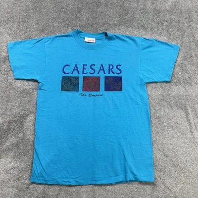 Vintage Caesars Palace Las Vegas Tourist Teal Shirt M Single Stitch - Image 1 of 4