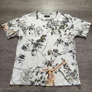 Zara Shirt Mens Small Floral Short Sleeve Crew Neck Tee Casual Adult Lounge - Picture 1 of 8