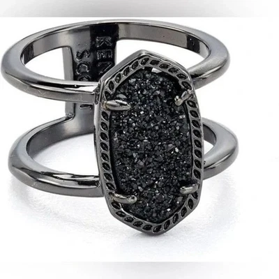 Anillo Drusy KENDRA SCOTT Elyse Gunmetal Negro Talla 7 Foto 1 de 4