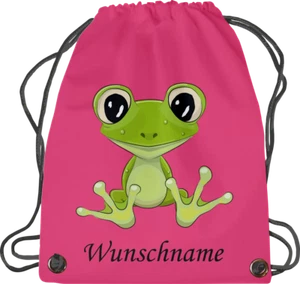 U24® Turnbeutel Sportbeutel Gymbag Kleiner Frosch rosa mit Wunschname - Bild 1 von 2