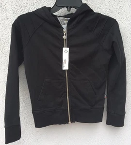 $69 NWT T2Love Brand Black Long Sleeve Hoodie Zip Up Sweatshirt Size 10 - Picture 1 of 3
