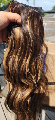 Hair Extensions Clip in Hair Extensions 4 PCS 20" Brown/Blonde - Image 1 of 3