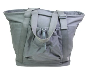 LARGE Athleta GRAY COTTON SHOULDER BAG ZIP TOP TRAVEL GYM CARRY ALL BAG TOTE - Picture 1 of 14