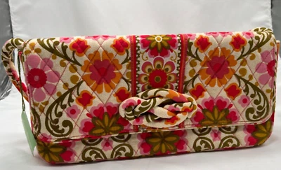 Vera Bradley Knot Just A Clutch Folkloric Purse Shoulder Bag Pink Orange Green - Image 1 of 4