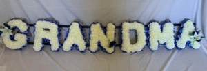 Grandma Artificial Silk Funeral Tribute Flower 7 Letter Name Memorial Gran Nan - Picture 1 of 10
