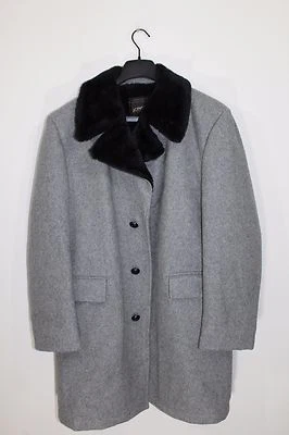 JC Penney Coat Mens 42R Gray VTG 60s 70s Faux Fur Lined MINT Warm Cold Weather — 第 1/4 张图片