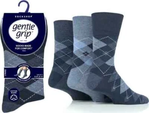 6 pares de calcetines no elásticos de agarre suave para hombre talla 6-11 Leven Argyle azul marino - Imagen 1 de 1