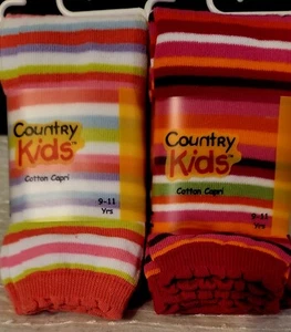 Capri Tights 2 NWT COUNTRY KIDS Rainbow stripe Cotton Blend  Size 9-11yrs girls - Picture 1 of 3
