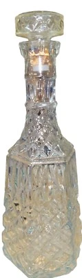 Diamond Cut Elegant Glass Decanter Antique Libbey Vintage Starburst Design - Image 1 of 4