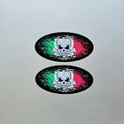 2X Italy Italian Flag Skull Fade To Black Oval Vinyl Sticker For Car 75X38mm