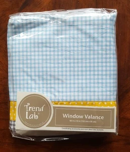 Trend Lab Baby Nursery Let's Go Camping Blue Picnic Window Valance, 60" x 15" - Picture 1 of 1