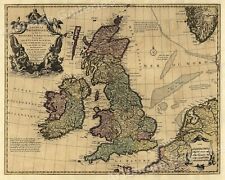 Large Wall Map of 1700s Great Britain and Ireland - 24x30