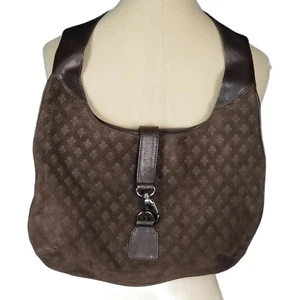 Patrick Cox Shoulder Bag Signature Leather Suede Chocolate Brown Made in Italy - Picture 1 of 6