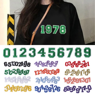 0~9 Number Embroidered Clothes Patch Sewing Iron On Uniform Badge Shirt Applique - Image 1 of 4