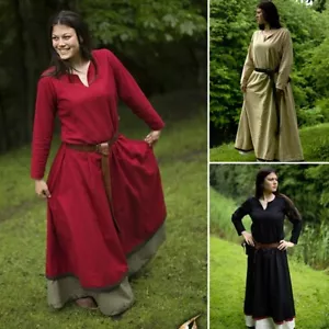 Basic Medieval Dress - Red, Black Or Beige - LARP / Re-Enactment / Costume - Picture 1 of 1