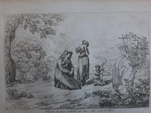 Ciociara Frau Gebet Ehemann Kreuz Rom Latium B.Pinelli Radierung 1809. - Bild 1 von 2