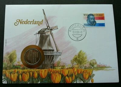 [SJ] Holland Netherlands Windmill 1984 Flower Flora FDC (coin cover) - Image 1 of 4