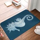 Metallic Ocean Bath Non-Slip Carpet Steel Blue Seahorse Bath Mat Bedroom Doormat