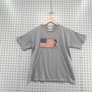 Vintage y2k Disney World Shirt Youth Large Gray Mickey USA Flag 2000 16.5x23 - Picture 1 of 13