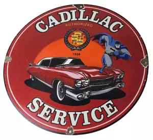 Vintage Cadillac Service Schild - Batman DC Comics Zapfsäule Teller Porzellanschild - Bild 1 von 14