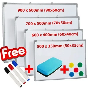 MAGNETIC WHITEBOARD SMALL LARGE WHITE BOARD DRY WIPE NOTICE OFFICE SCHOOL HOME - Picture 1 of 2