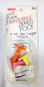 Vintage Talon "New Invisible Zipper Foot" Set of 3 Plastic Zipper Feet - Picture 1 of 6