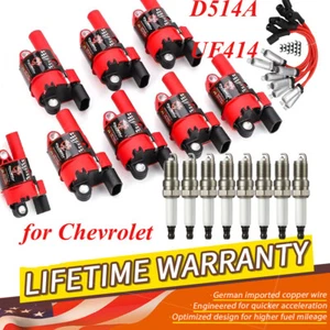 8 Round Ignition Coils +Spark Plug+ Wire For GMC Chevy Silverado 1500 Tahoe 5.3L - Picture 1 of 13