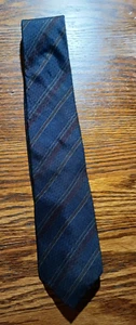 Damon Necktie 100% Silk, Made in Italy, Navy, Maroon/Purple, Grey Striped, Nice! - Picture 1 of 5