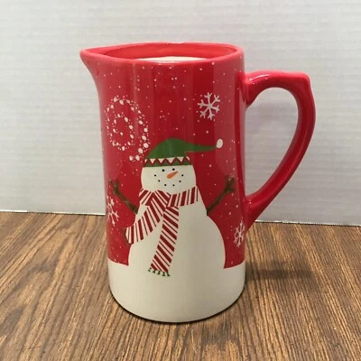 Jarra de agua roja Debbie Mumm Simply muñecos de nieve Zak Designs Sear Roebuck 64 onzas Foto 1 de 4