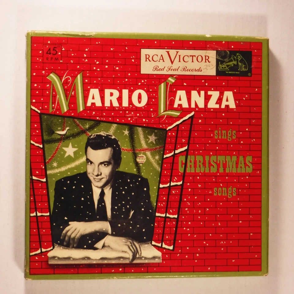 MARIO LANZA SINGS CHRISTMAS SONGS / RCA WDM-1649 / 4X45 RPM BOX SET / RED VINYL - Image 1 of 4