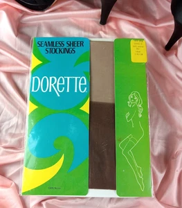 SZ 9.5 VTG FLAT KNIT NYLON GARTER STOCKING 1 PR SEXY LEG LINGERIE HOSIERY - Picture 1 of 5