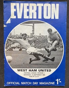 Everton v West Ham United Programm 1969/70 Saison 13 Set 1969  - Bild 1 von 3