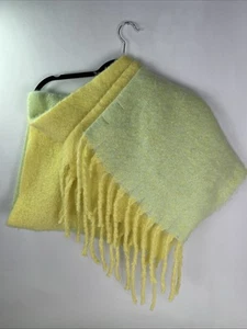 Anthropologie Yellow Scarf Thick Ultra Soft Fringed Wrap Recycled Oversized - Picture 1 of 6