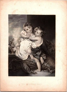 Antique 19th Century Engraving — "The Proffered Kiss" after Sir T. Lawrence - Picture 1 of 1