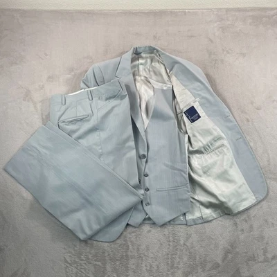 VTG Givenchy 3 Piece Suit 38R Grey Striped Wool Trousers 30x32 Academy Awards LA - Image 1 of 4