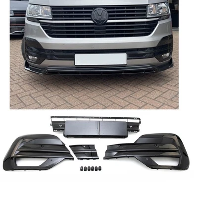 For VW T6.1 Multivan Transporter Grille Set Trim Bumper Gloss Black +PDC - Image 1 of 4