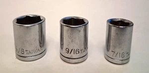 SOCKETS SAE 3/8 DRIVE - 6 PT - 5/8, 9/16, 7/16 TAIWAN - Picture 1 of 5