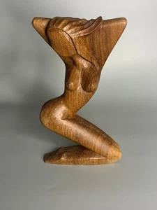 French vintage wooden figurine statuette nude lady design carved statue - Picture 1 of 7