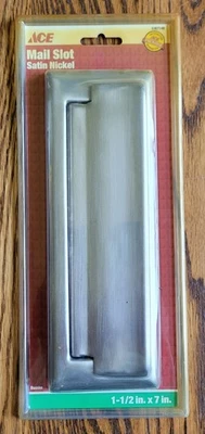 Ranura para correo de latón macizo NOS, acabado de níquel satinado, 1,5" x 7", herrajes ACE 5367149 Foto 1 de 4