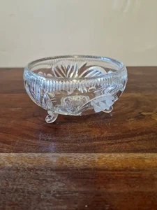 Plato de caramelo con patas de cristal punta de diamante de vidrio Indiana de colección borde festoneado - Imagen 1 de 7