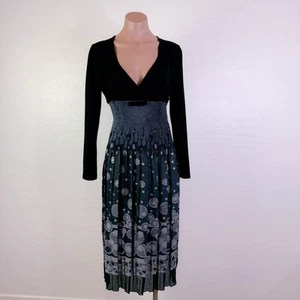 VTG Italy Rinascimento Kitana Polka Dot Midi Dress Fairycore Coquette Black L - Picture 1 of 12